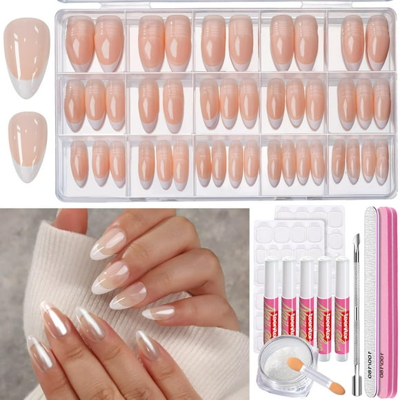 Gel Press on Nails Teenitor Short French Tip, 15 tamaños