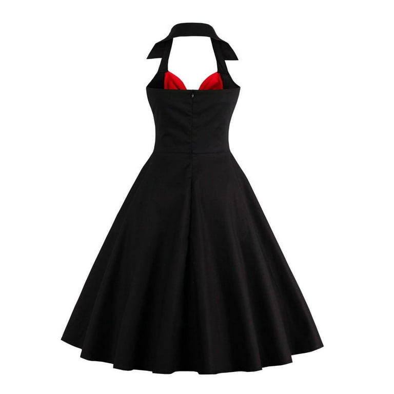 IBTOM CASTLE Women's Semi-Formal 1950s Vintage Floral Halter Swing Dress, Bride Pageant Prom Gown, Black+Red, M - Walmart.com IBTOM CASTLE Women's Semi-Formal 1950s Vintage Floral Halter Swing Dress, Bride Pageant Prom Gown, Black+Red, M - Walmart.com