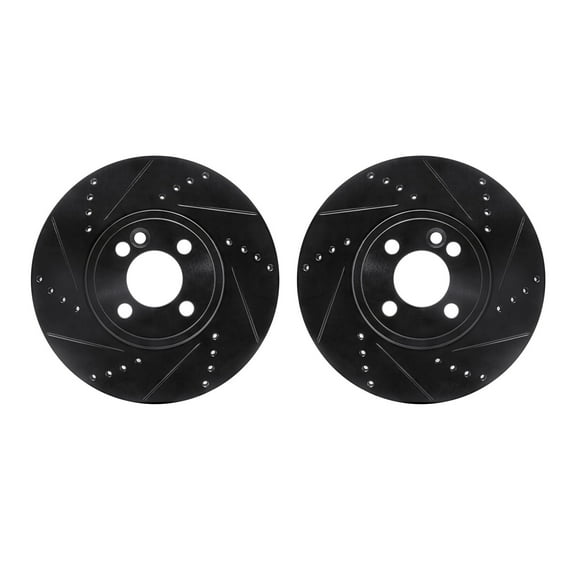 Dynamic Friction Company Front Brake Rotors-Drilled and Slotted-Black 8002-32004