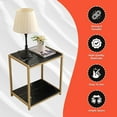 thumbnail image 6 of Kings Brand Furniture Side End Table – Black Faux Marble Shelves & Gold Metal Frame for Bedroom & Living Room, 6 of 10