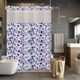 thumbnail image 5 of Gradient Blue Leaf No Hooks Shower Curtain with Snap-in Liner Vintage Spring Watercolor Purple Blue Leaves Linen Texture Shower Curtains for Bathroom, Waterproof, Easy Install, Washable 72"x84", 5 of 9