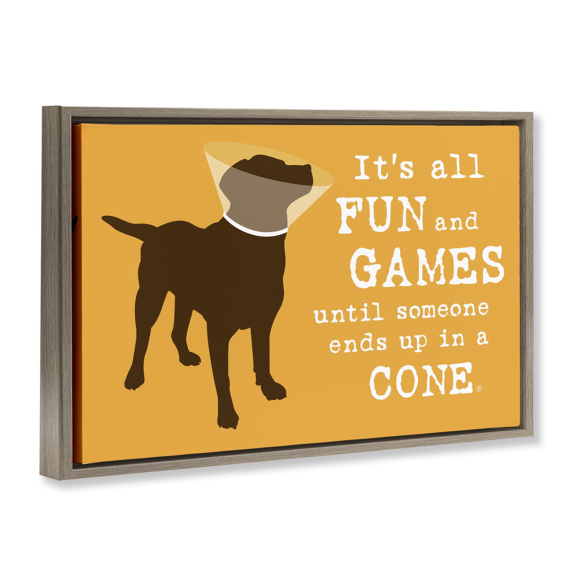 Stupell Industries Fun & Games Cone Animals Painting Brown Floater Framed Canvas Art Print Wall Art, 31 x 21