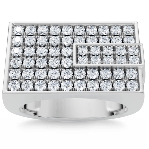 Pompeii Men's 1CT Diamond Rectangle Cluster Ring 10k Gold Lab Grown (F/G,VS1-VS2)