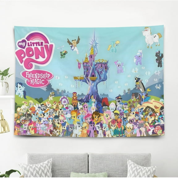 My Little Pony Friendship Is Magic-Theme Anti-pilling Tapestry Gift Wall Hanging Backdrop for Room Bedroom Girls Fans Background Banner Party Birthday Supplies Decor59"×39"(150cm*100cm)
