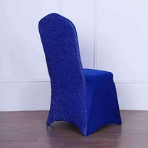 Efavormart Spandex Stretch Banquet Chair Cover With Metallic Glittering Back Wedding Reception Banquet Party Restaurant - Royal Blue
