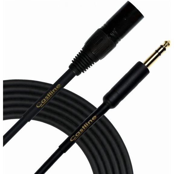 1 Ft Castline Gold XLR Male to 1/4" TRS Patch Cable Mogami Neglex 2549