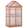 thumbnail image 2 of Outsunny 32" x 19" x 54" Garden Wood Cold Frame Greenhouse Flower Planter with Adjustable Shelves, Double Doors, Orange, 2 of 9