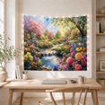 thumbnail image 5 of Waterfall with Cherry Blossoms and Roses in a Sunny Garden, Romantic Watercolor for Nature Lovers, Floral Stream Wall Art, Housewarming Gift, Tapestry Wall Hanging for Living Room and Bedroom, 5 of 7