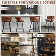 thumbnail image 6 of 30" Bar Stools Set of 3, 180° Swivel Counter Height Barstools with Woven Back and Footrest, Upholstered Bar Chairs for Kitchen Island, Cafe, Pub, Bar Counter, Whiskeybrown, 6 of 6