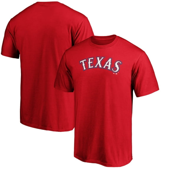 Men's Red Texas Rangers Official Team Wordmark T-Shirt