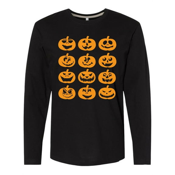Inktastic Halloween Pumpkin Faces Orange Long Sleeve T-Shirt