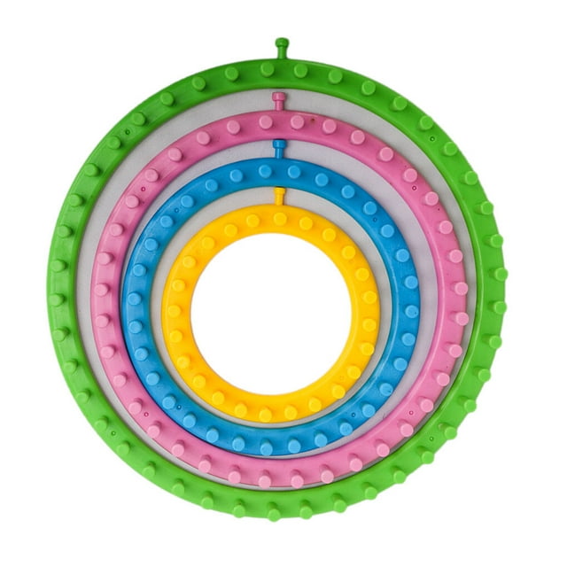 ziyahi 4pcs Round Knitting Loom Set Plastic Scraf Hat Bags Maker Craft Knit Loom Tools Kit Random Color