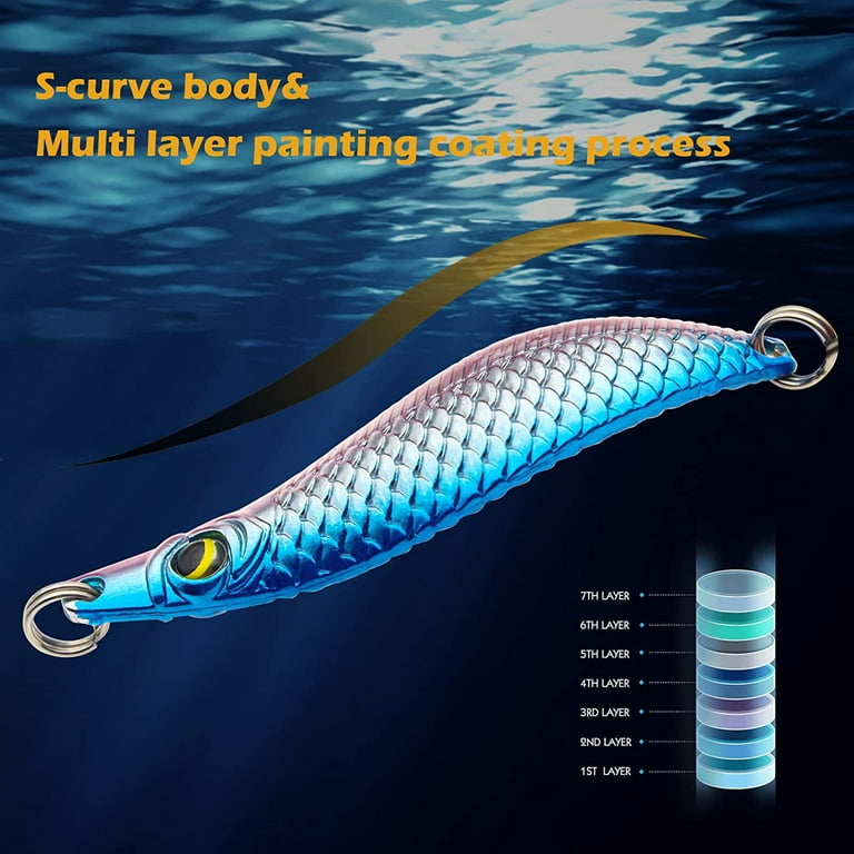Fishing Jigs Metal Fishing Spoons Lures, Blade Bait Spinner Long Casting  Jigging Spoon Lure Vertical Hard VIB Swimbait for Walleye Bass Trout  Freshwater & Saltwater 