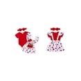 thumbnail image 2 of Michellecmm 4th of July Baby Girls Outfits Solid Color Short Sleeve Rompers Stars Print Suspender Skirts Headband 3Pcs Clothes Set, 2 of 9
