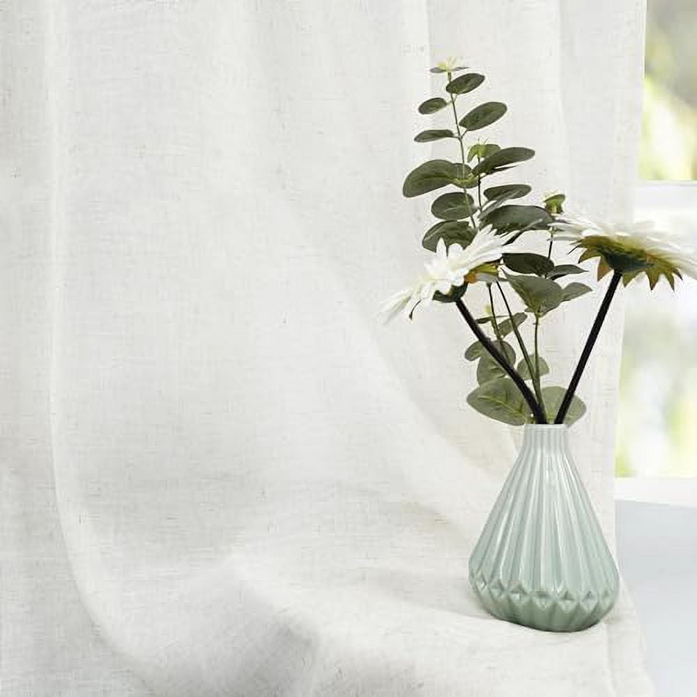 DriftAway Pinch Pleat Linen Textured Semi Sheer Solid Farmhouse and Modern Rustic Linen Curtains High Ceiling Extra Long Drapes for Living Room 15 ft Length 2 Panels W52 x L180 Inches Long Light Linen