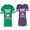 Men Green / Women Purple, variant on Dady Mama Shark Unisex Couple Matching Cotton Jersey style T-Shirt Contrasting stripes on sleeves (Men Green / Women Black) (Men S / Women S)
