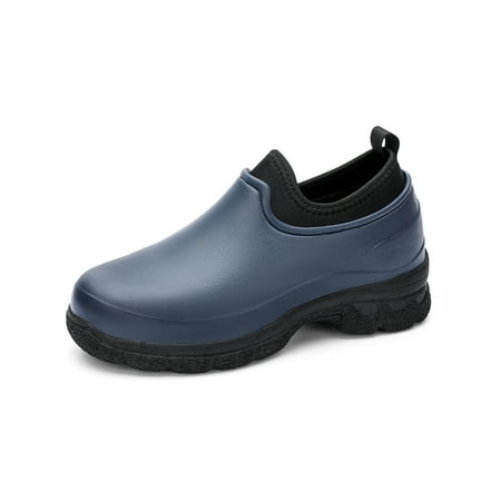 

Gomelly Men Kitchen Shoes Non-Slip Work Shoe Oil Resistant Rain Boots Slip On Flats Garden Chef Rubber Boot Blue 9.5