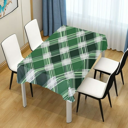 

54x72 Inch Tablecloth Polyester Square Tablecloth for Home Kitchen Dinner Decor Green Plaid