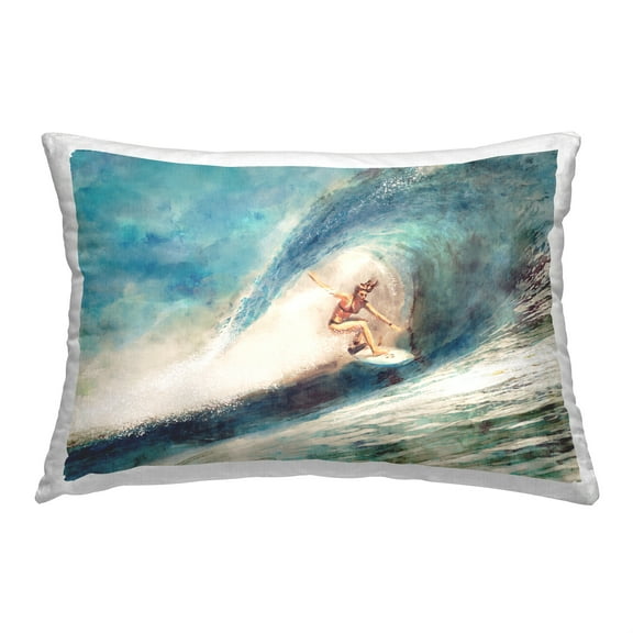 Stupell Industries Surfer Riding Wave Decorative Printed Throw Pillow, 14 x 20