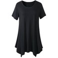 thumbnail image 4 of Coofit Tunique Chemise Manches Courtes Col Rond T-shirt Décontracté Blouse Ample pour Femmes, 4 of 4