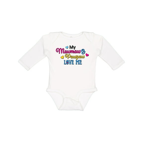 Inktastic My Mawmaw and Pawpaw Love Me with Hearts Boys or Girls Long Sleeve Baby Bodysuit