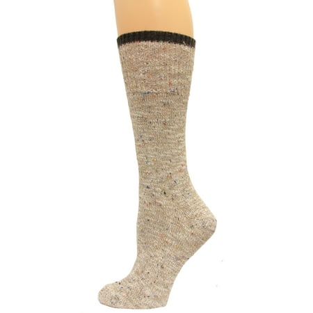 Wise Blend Fleck Marl Crew Socks, 1 Pair, Khaki, Medium, Shoe Size W (Best Shoes To Wear With Khakis)