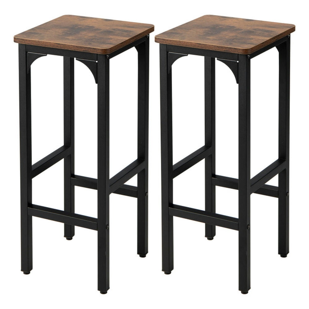 GVN 2 Pieces 28 Inch Dining Bar Chair Set with Footrest and Adjustable Pads-Rustic Brown, Bar Height Stools, Counter Height Bar Stools for Kitchen, Dining Room GVN 2 Pieces 28 Inch Dining Bar Chair Set with Footrest and Adjustable Pads-Rustic Brown, Bar Height Stools, Counter Height Bar Stools for Kitchen, Dining Room