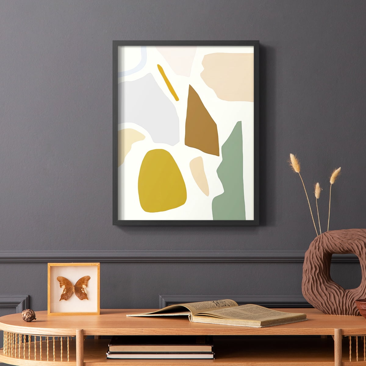 Pastel Splotches I Framed Print in Black Solid Wood Framed Print No Nail Hanging