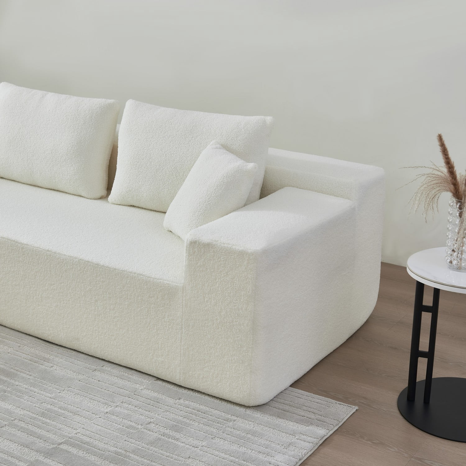 Gewnee Modern Lamb Modular High Density Sponge L Shaped Modern Sectional Sofa Couch with Chaise Lounge & Pillows, Upholstered Corner Cloud Couch for Living Room,