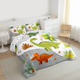 thumbnail image 3 of Homewish Kawaii Jungle Dinosaur Bedding Comforter Set for Kids, Tropic Coconut Tree Twin Comforter Sets, Cartoon Funny Animal Reversible Bedding Set, Ultra Soft Bedroom Decor, 2pcs, 3 of 8
