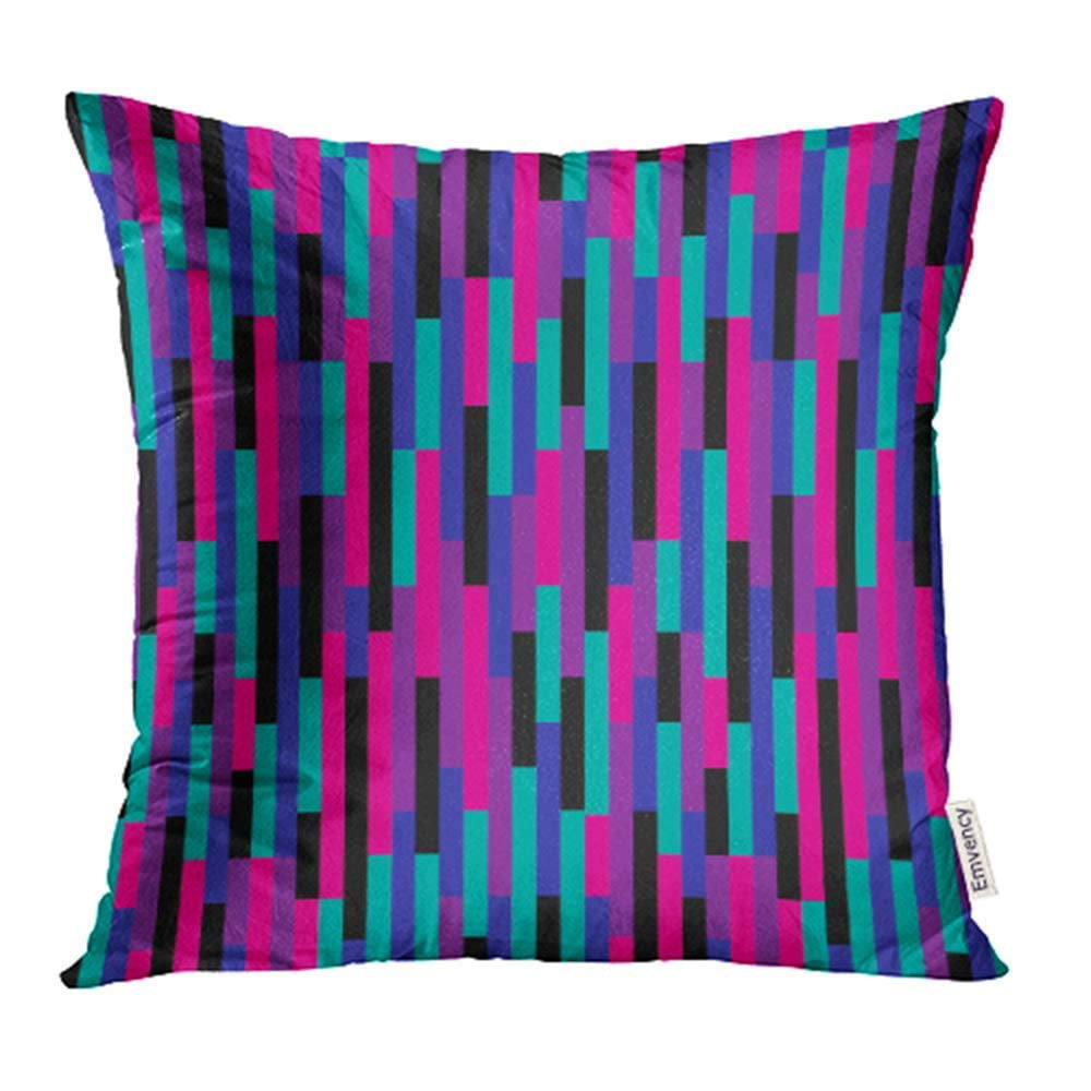 Multicolor 18x18 Retro Blue Pink Purple Colors Throw Pillow