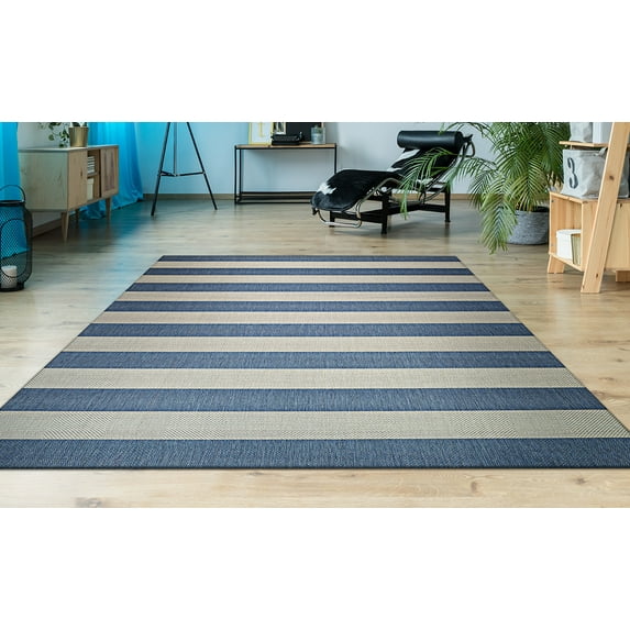 Couristan Afuera Yacht Club Rug, Cornflower/Ivory