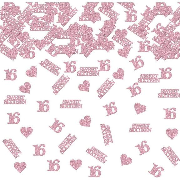 120pcs Pink Glitter Sweet Sixteen Confetti, Happy 16th Birthday Party Table Decoration for Girls, Sweet 16 Table Confetti