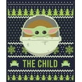 thumbnail image 2 of Junior's Star Wars: The Mandalorian Ugly Christmas The Child Frog  Cowl Neck Sweatshirt Navy Blue Large, 2 of 4