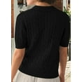 thumbnail image 2 of Women Short Sleeve Sweater Pullover Tops V Neck Knit Casual Soft Pullover Shirt, 2 of 4