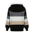 thumbnail image 3 of Nituyy Women Contrast Color Hooded Coat, Long Sleeve Zip-up Plush Tops for Spring, Autumn, 3 of 9