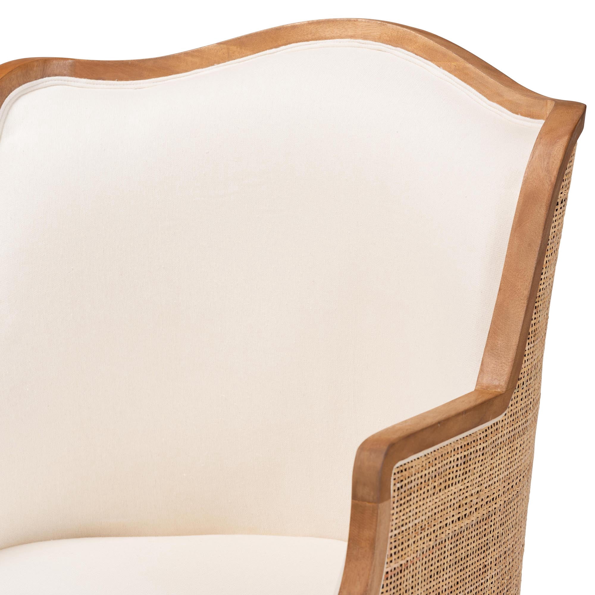 bali & pari Elizette Rattan and Bayur Wood French Provincial Accent Chair, Honey Oak