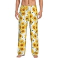 thumbnail image 2 of Lsque Artistic Marble Pattern Sunflower Print Men's Pajama Pants, Lounge Pant - Comfortable Home Wear,Elastic Waistband, Stylish Design-Small, 2 of 9