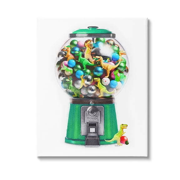 Stupell Industries Dinosaur Candy Dispenser Animals & Insects Painting Gallery Wrapped Canvas Art Print Wall Art, 16 x 20