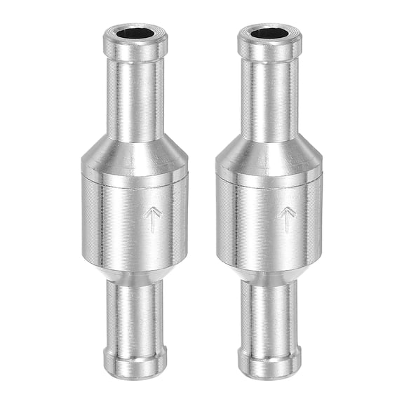 2 Pack 8mm (5/16") Fuel Check Valve, Non-Return One Way Hose Check Valve, Aluminum Alloy Control Accessories for Petrol, Diesel, Gas, Oil, Air, Water, Silver