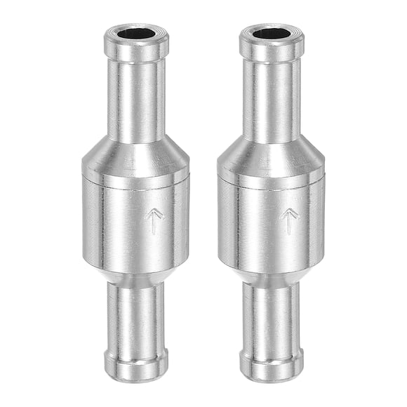 2 Pack 8mm (5/16") Fuel Check Valve, Non-Return One Way Hose Check Valve, Aluminum Alloy Control Accessories for Petrol, Diesel, Gas, Oil, Air, Water, Silver