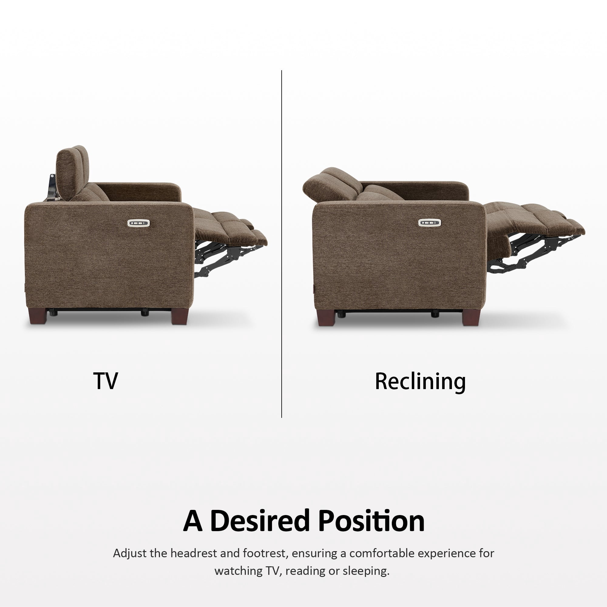 MCombo 62.2'' Wall Hugger Power Loveseat Recliner Sofa for Living Room, Office, Fabric, Coffee