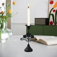 thumbnail image 5 of Vintage Iron Candlestick Holder - Black and Gray Floral Table Decoration for Romantic Dinner or Wedding Décor, 5 of 6