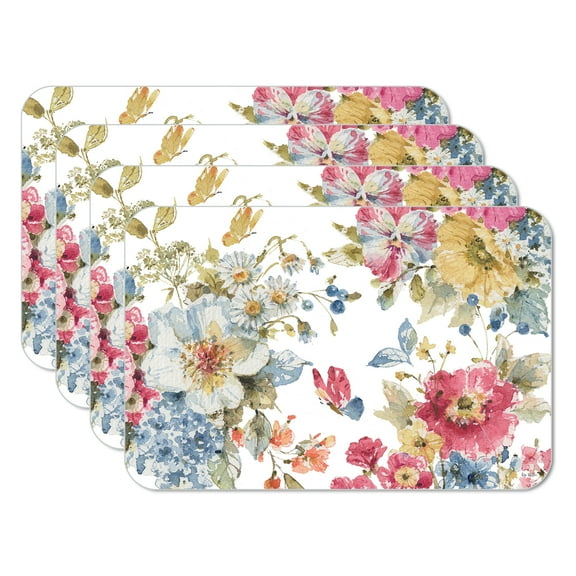 CounterArt "Summer Garden" 4-Pack Reversible Flexible Plastic Tabletop Placemats