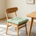 thumbnail image 6 of Thick Striped Corduroy Square Seat Cushion with Fixed Ties 38x38cm Office Dining Window Futon Chair Pad,Green, 6 of 6