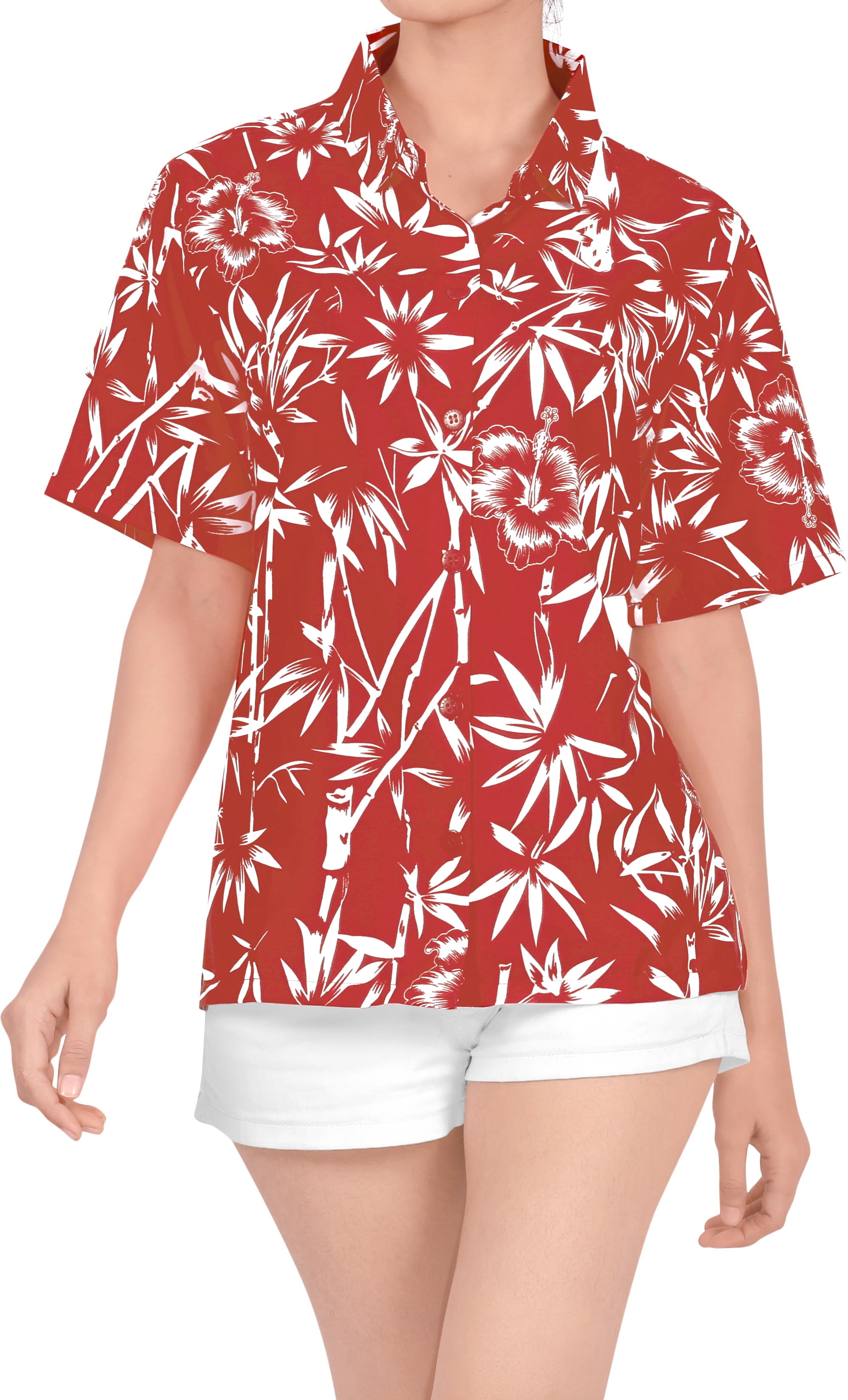 BAY Women's Plus Size Golf Hawaiian Shirt Beach Camp Aloha XL Red_X42 - Walmart.com
