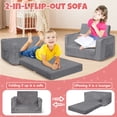 thumbnail image 4 of YINIX Flip-Out Chair 2-in-1 Convertible Sofa to Lounger, Kids Couch Bed with Pocket for Toddler Girls Boys, Gray, 4 of 9