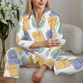 thumbnail image 6 of Pajama Sets for Women 2 Pcs, Math book globe Button Down Long Sleeve Sleepwear Lounge PJ Sets, 6 of 6