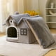 thumbnail image 5 of Linda Cama para Dormir para Gatos, Cojín Extraíble, Caseta para Cachorros, Cesta Semicerrada Cálida, Casa para Perros Y Gatos, Accesorios para Gatos P 49cmx39cmx46cm, 5 of 8