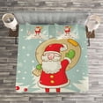 thumbnail image 3 of Ambesonne Santa Quilted Bedspread Set 3 Pcs, Merry Xmas Snowy Forest, Queen Size, Multicolor, 3 of 3